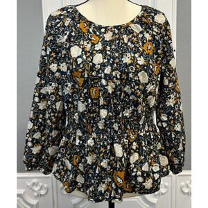 Universal Thread Floral Long-Sleeve Blouse- Women's Medium